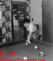 Claudette Colbert Playing Pool
