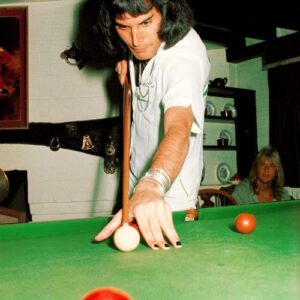 Freddie Mercury playing billiards / Shooting pool photo Poster