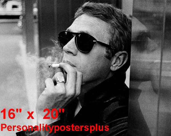 Steve McQueen~Smoking~King of Cool~Reflection~Photo~Poster