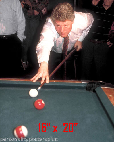 President Bill Clinton~Playing Pool~Billiards~Shooting Pool~Poster~Photo