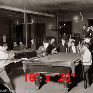 Shooting Pool~Pool~Pool Hall~Newspaper Boys~Billiards~Poster~Photo