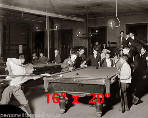 Shooting Pool~Pool~Pool Hall~Newspaper Boys~Billiards~Poster~Photo