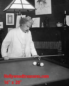 Mark Twain~Playing Pool~Billiards~Shooting Pool~Poster~Photo