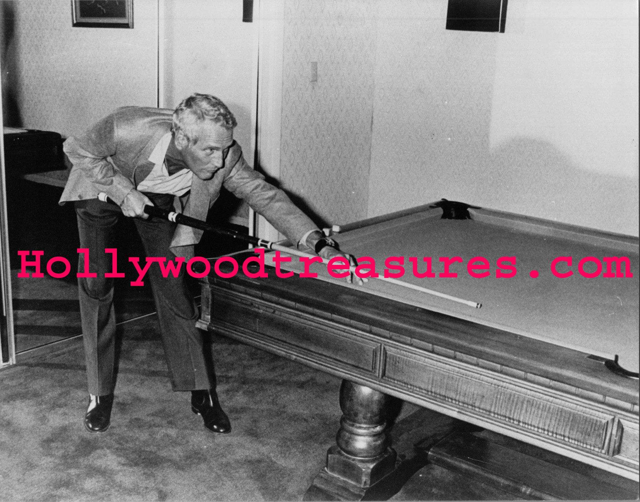 Hustler~Paul Newman~Playing Pool~Billiards Photo~Older~Photo Poster